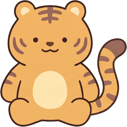 Hoya, a round orange tiger with a long striped tail