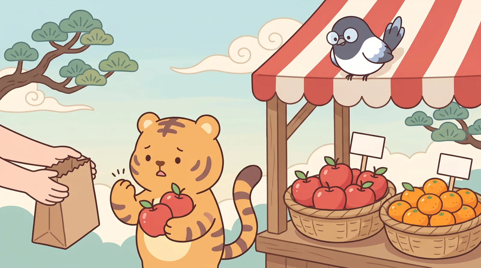 Hoya buys fruit at the market. He counts the wrong way.