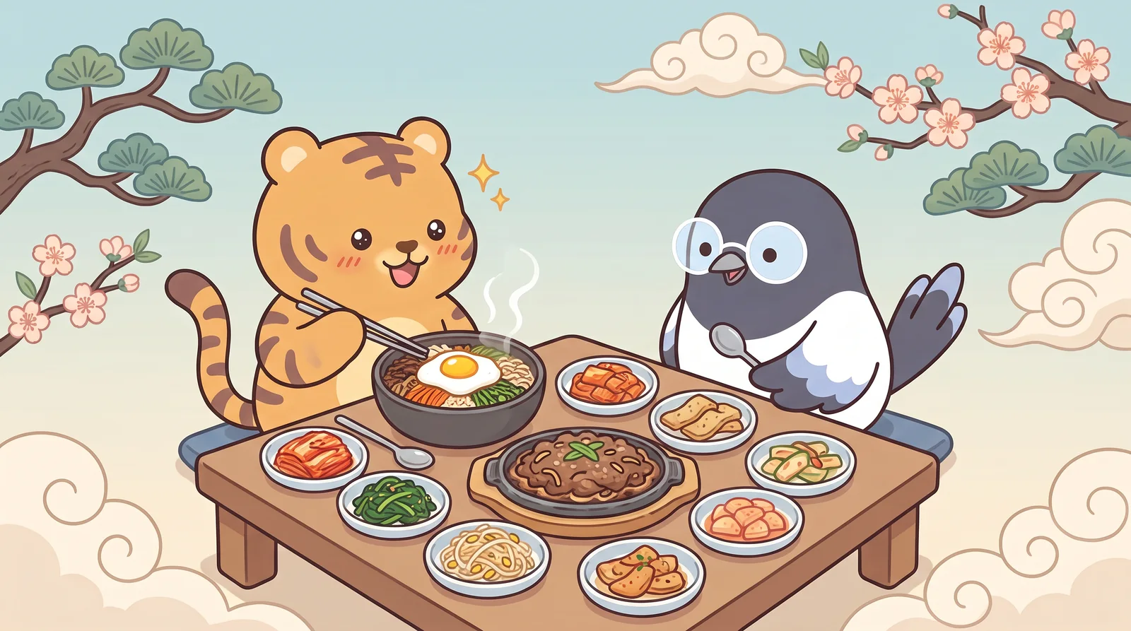 Hoya's first Korean restaurant. He asks for more side dishes.