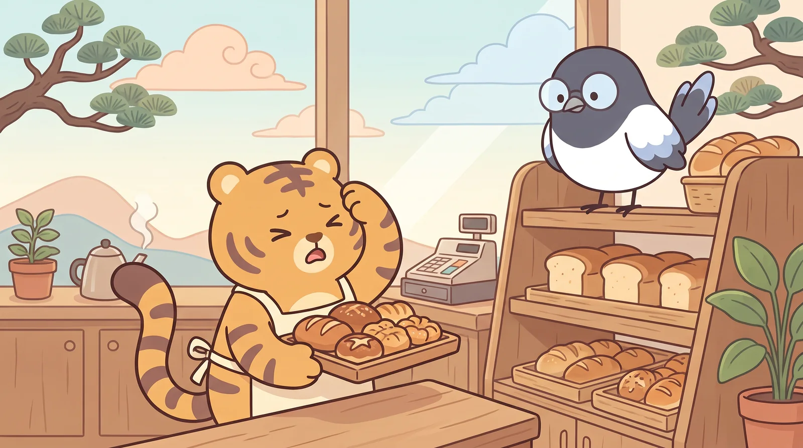 Hoya's part-time job at a bakery. He passes messages along — wrongly.