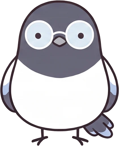 Sori, a magpie with round glasses